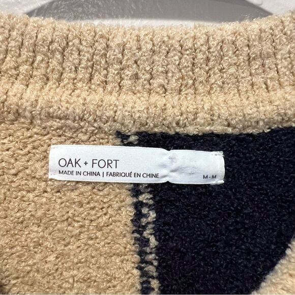 Oak + Fort Checkered Cardigan Size M Oversized Wool Blend Cozy - Picture 10 of 11